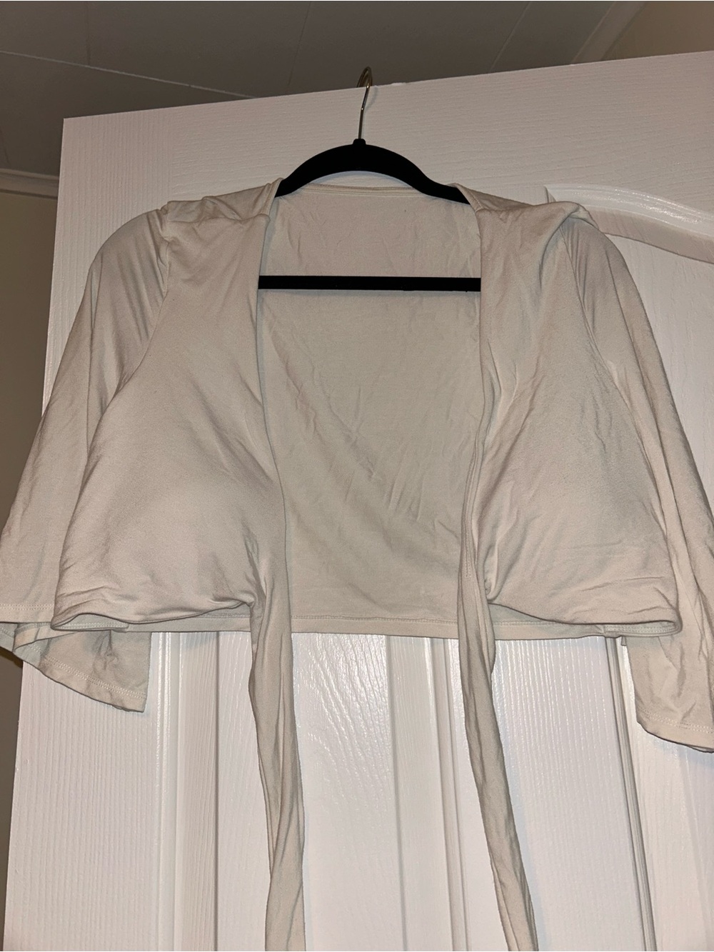 Klassy Network White Crop Tie-Front Top